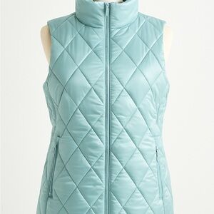 Lands’ End Women’s Down Puffer Vest – M (10–12) – Light Aqua